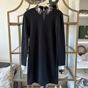 Club monaco black floral sweater dress